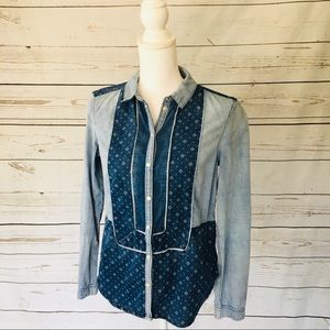 Holding Horses Anthropologie Denim Collared Top